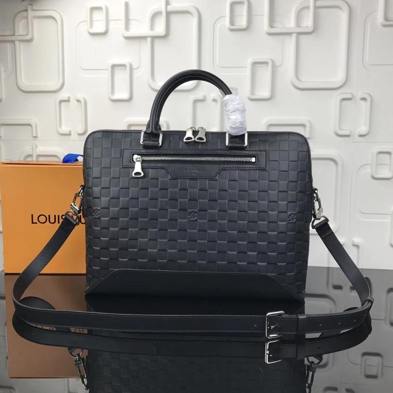 LV Backpacks and Travel Bags N41019 full leather pressed agate black